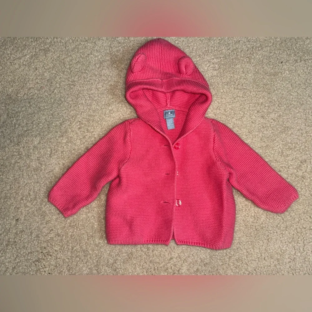 BabyGap Pink Hooded Baby Cardigan 6-12m